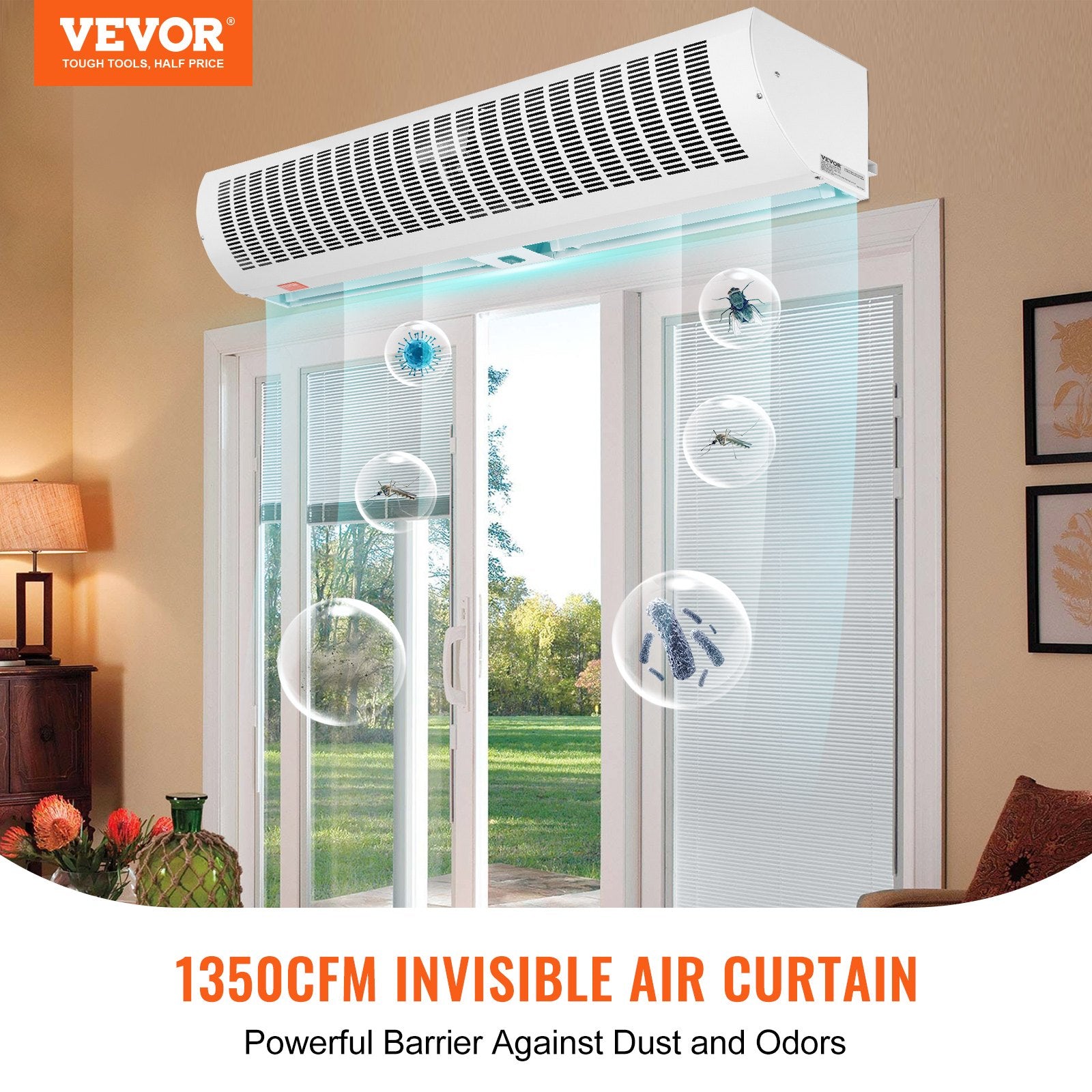 42" Commercial Indoor Air Curtain Super Power 2 Speeds 1350CFM, Wall Mounted Air Curtains For Doors, Indoor Over Door Fan With Heavy Duty Limit Switch, Easy-Install 110V Unheated