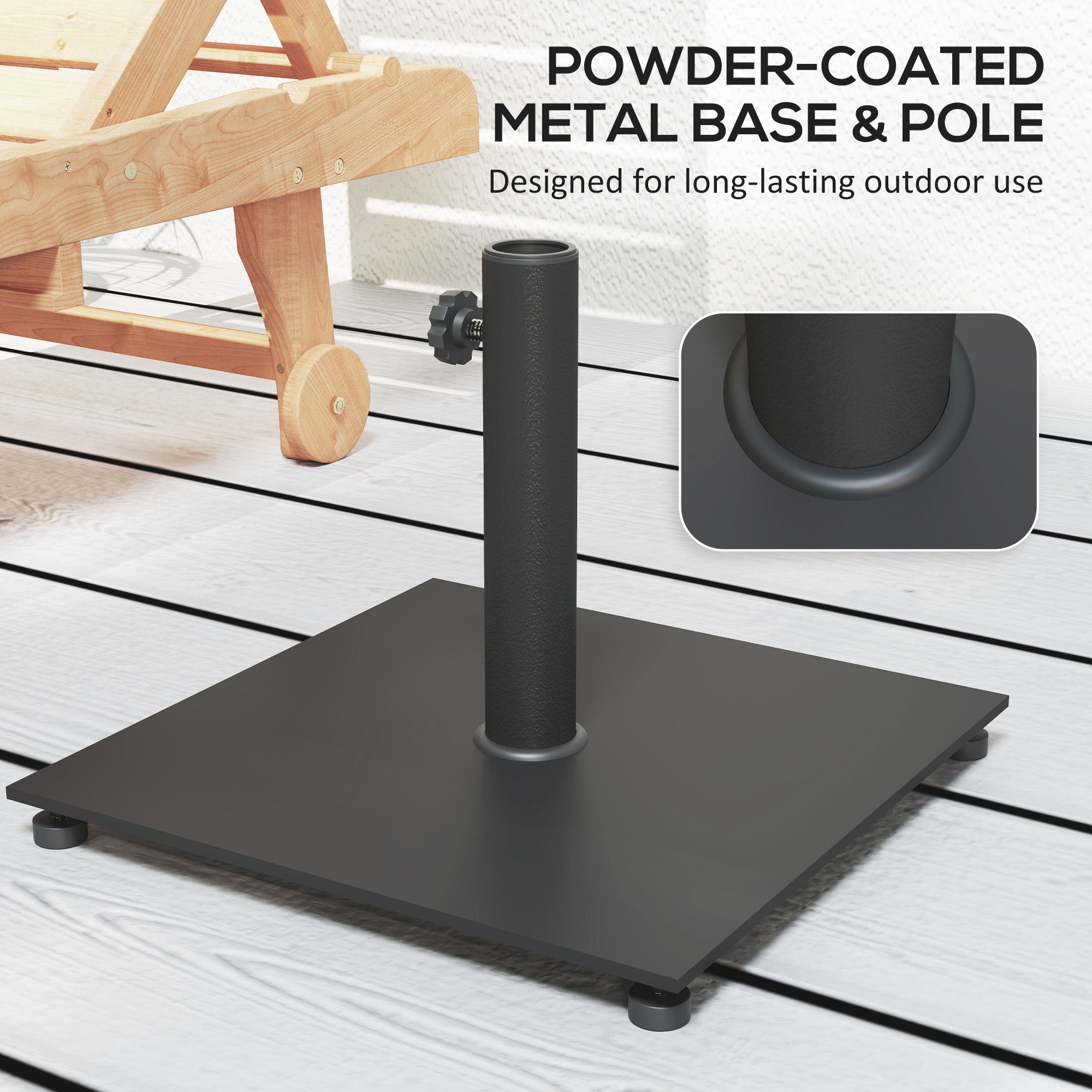 Square Patio Umbrella Base, 29 Lbs Metal Umbrella Stand Base With Adjustable Foot Pads, Heavy Duty Patio Umbrella Holder For 1.51.9 Umbrella Poles For Outdoor, Lawn, Poolside, Black