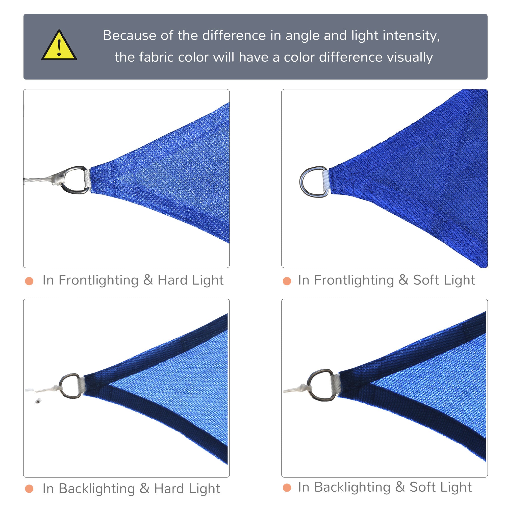 16’ x 20’ Sun Shade Sail Canopy Outdoor Shade Sail Cloth for Patio Deck Yard with D-Rings and Rope Included, Blue