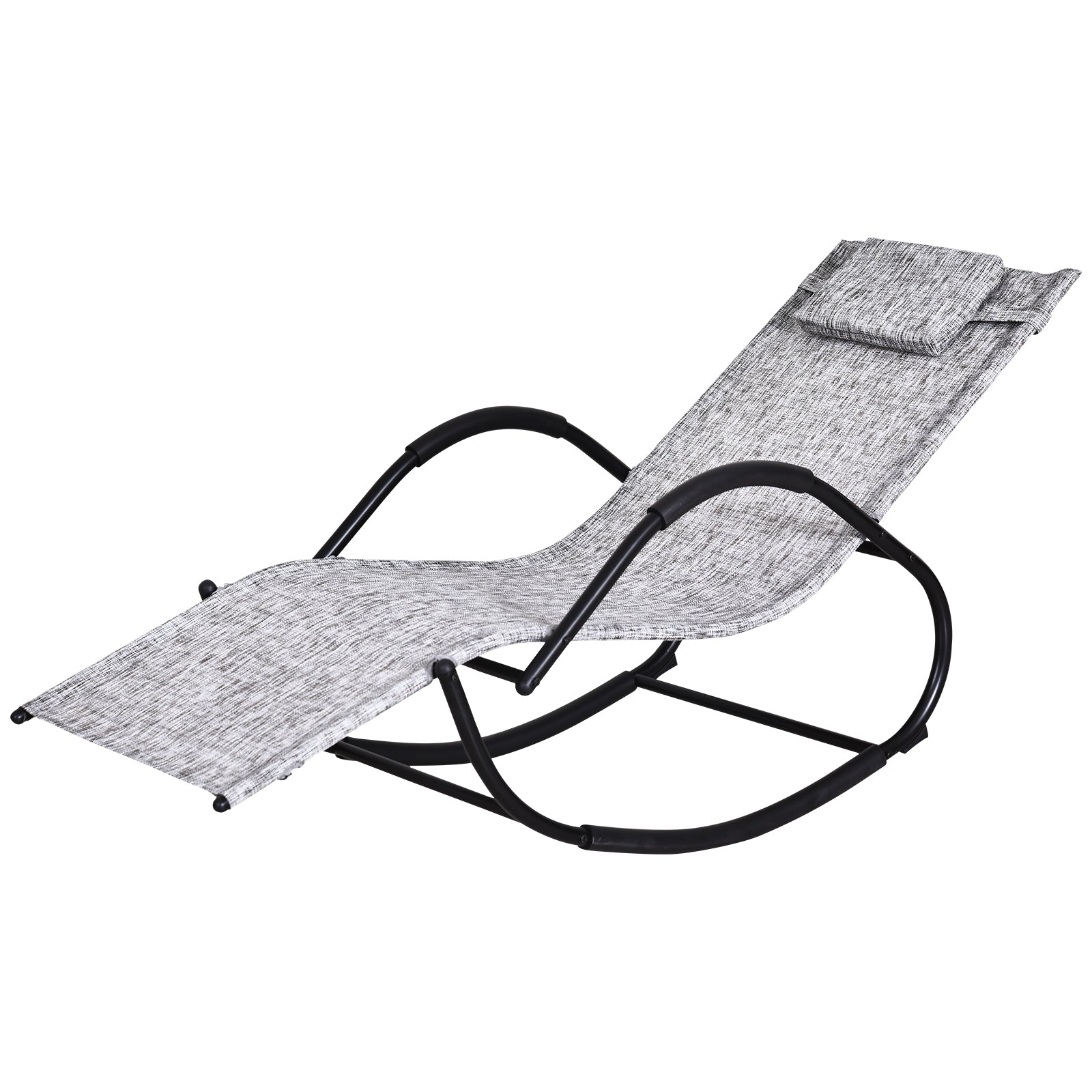 Steel Frame Zero Gravity Rocking Lounge Chair W Pillow Grey
