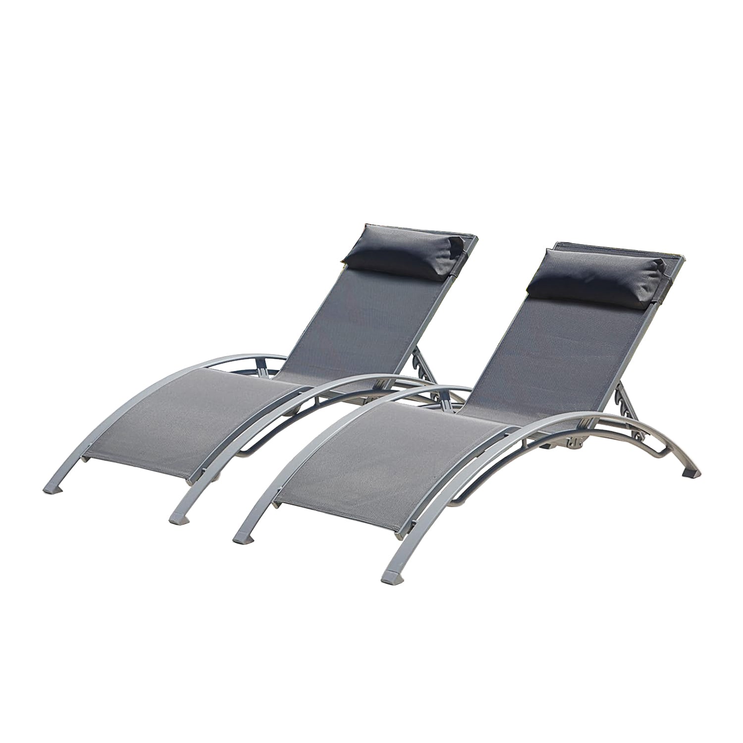 Pool Lounge Chairs Set Of 2-Dark Grey 2 Lounge Chairs