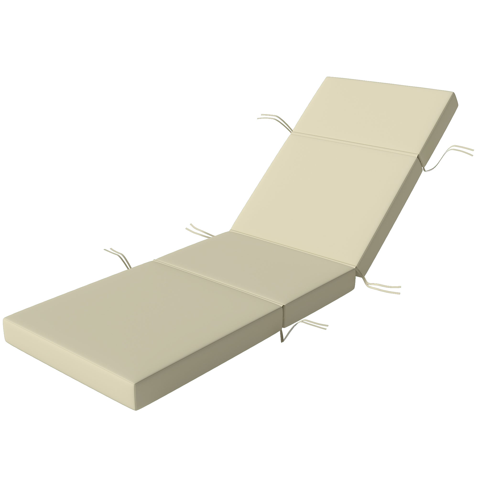 Chaise Lounge Cushion, 4" Thick Outdoor Lounge Chair Cushions with Ties for Patio, 26" x 80 ", Cream White