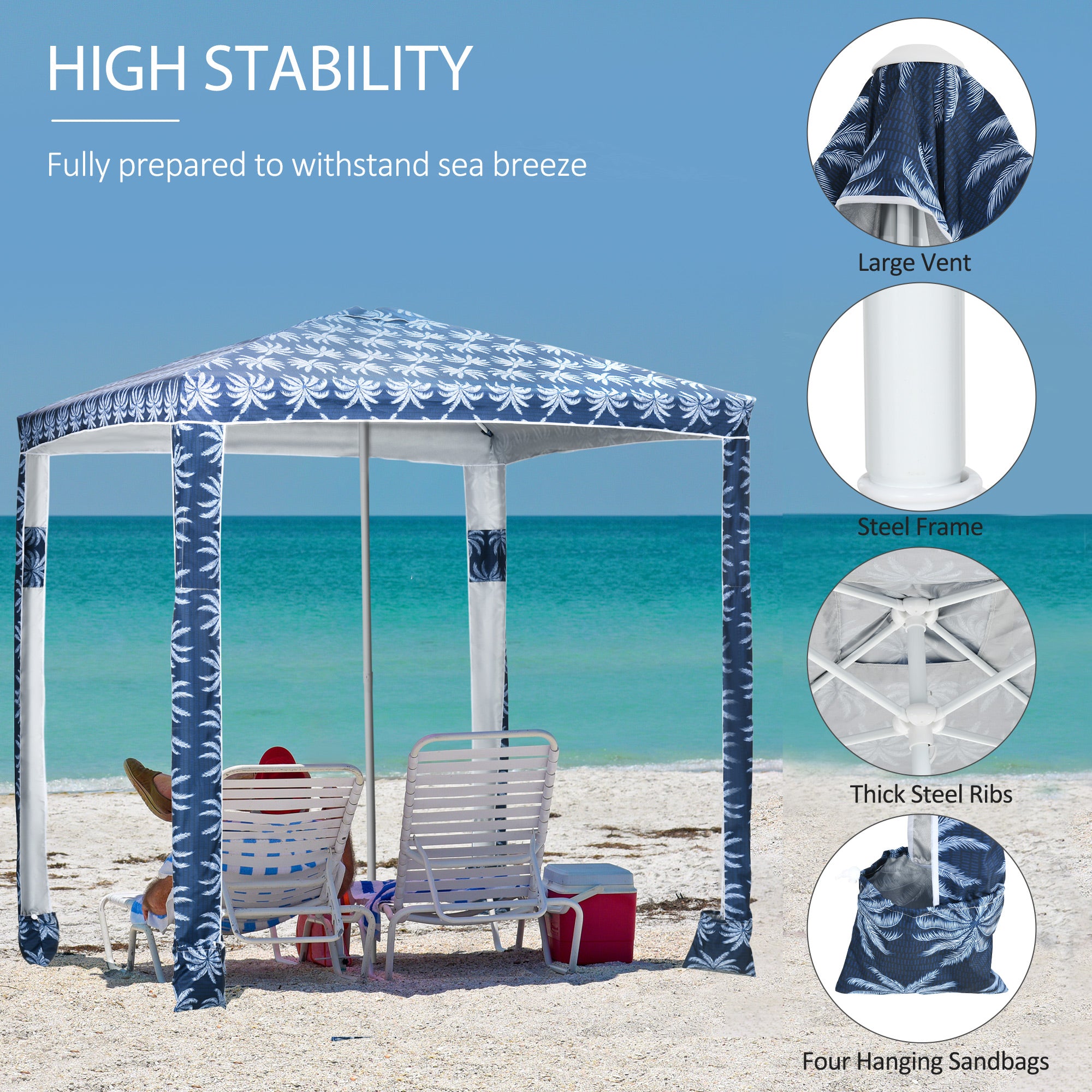Quick Beach Cabana Canopy Umbrella, 6.5&
