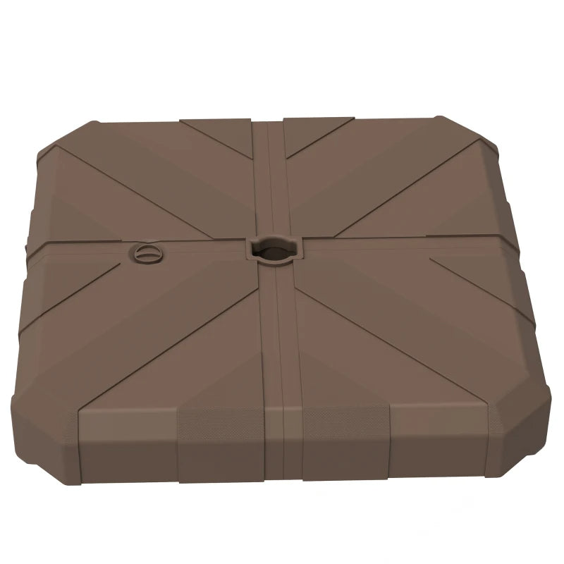 Square Patio Umbrella Base, Cantilever Offset Umbrella Base Heavy Duty Outdoor Umbrella Stand Base, Filled Up To 143lbs With Stand Or 130lbs With Water For Garden Poolside, Brown