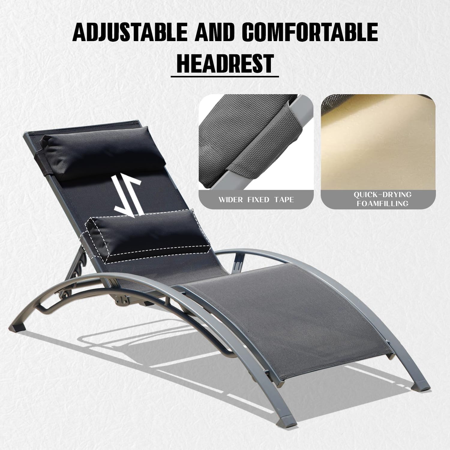 Pool Lounge Chairs Set Of 2-Dark Grey 2 Lounge Chairs