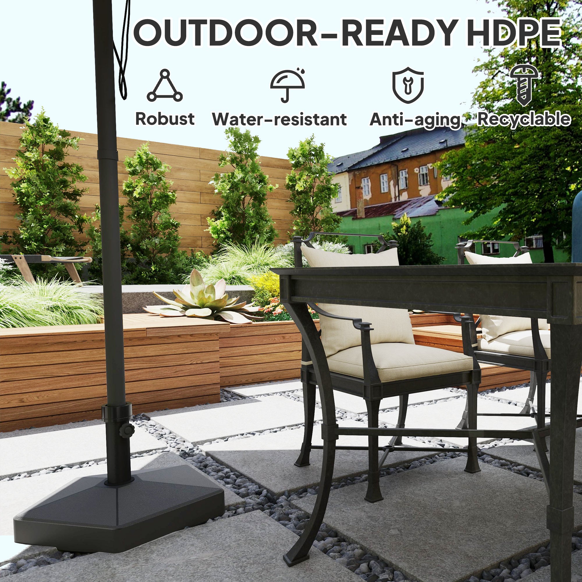 Patio Umbrella Base Holder, Heavy Duty Outdoor Umbrella Stand Base, Filled Up to 42lbs with Stand or 33lbs with Water for Garden, Poolside, Black