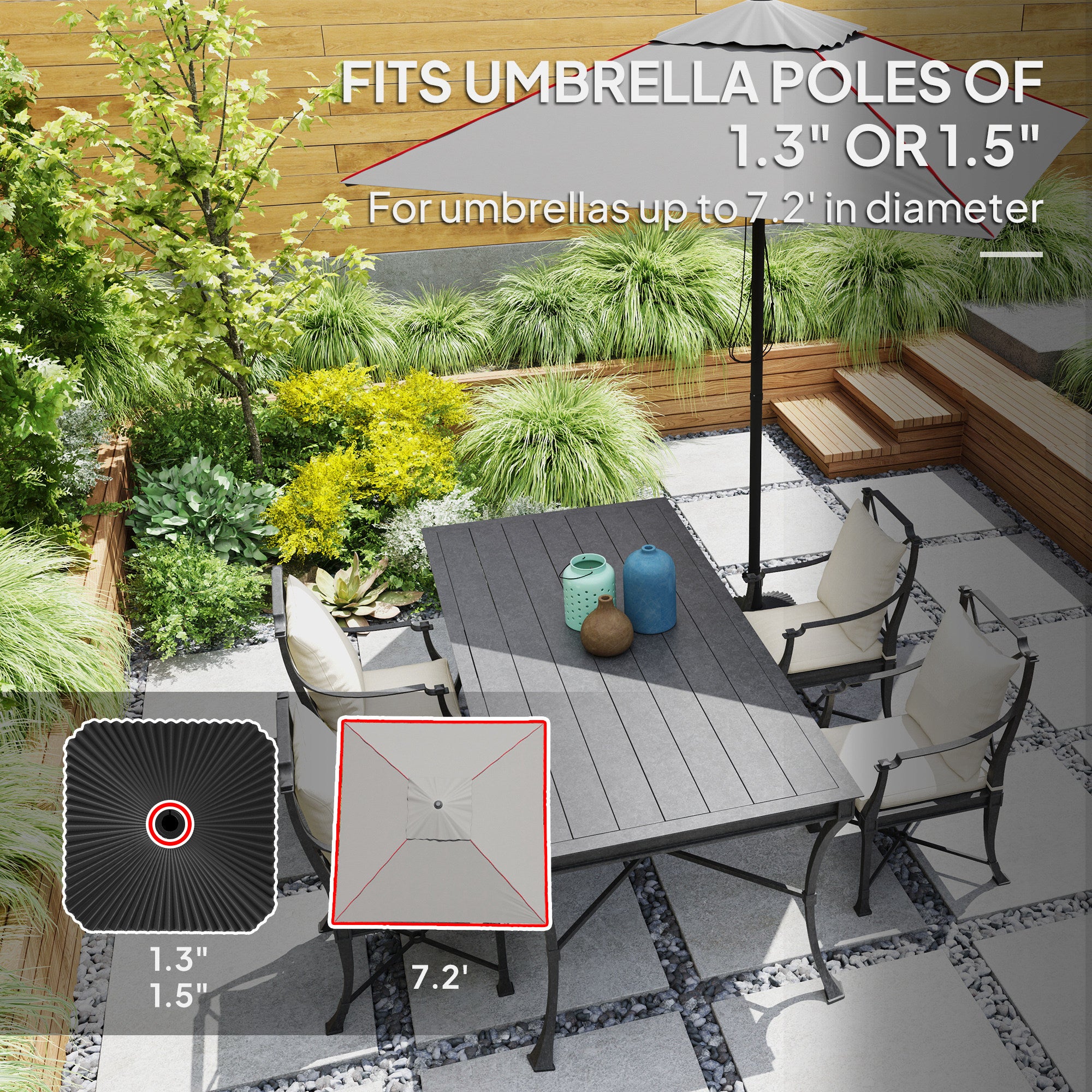 Square Patio Umbrella Base Holder, Heavy Duty Outdoor Umbrella Stand Base, Filled Up to 42lbs with Stand or 33lbs with Water for Garden, Poolside, Black