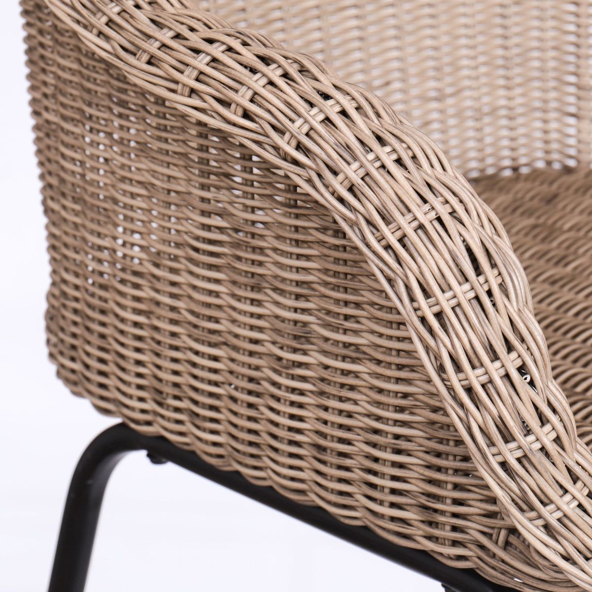 Light Brown Outdoor Metal Wicker Barstool Set of 2 with Iron Frames