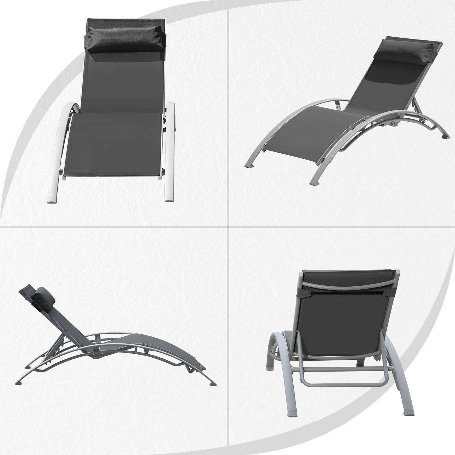 Pool Lounge Chairs Set Of 2-Dark Grey 2 Lounge Chairs