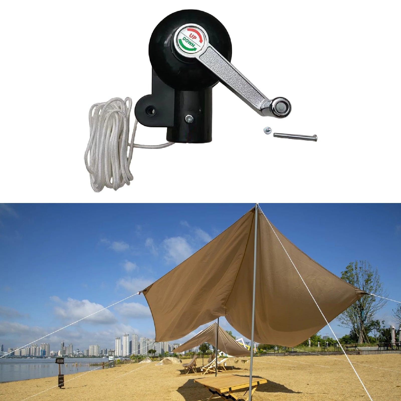 Parasol Hand Crank Replacement Sturdy Patio Umbrella Crank Handle Sunshade Attachment for Lawn Courtyard Picnic Party Pool