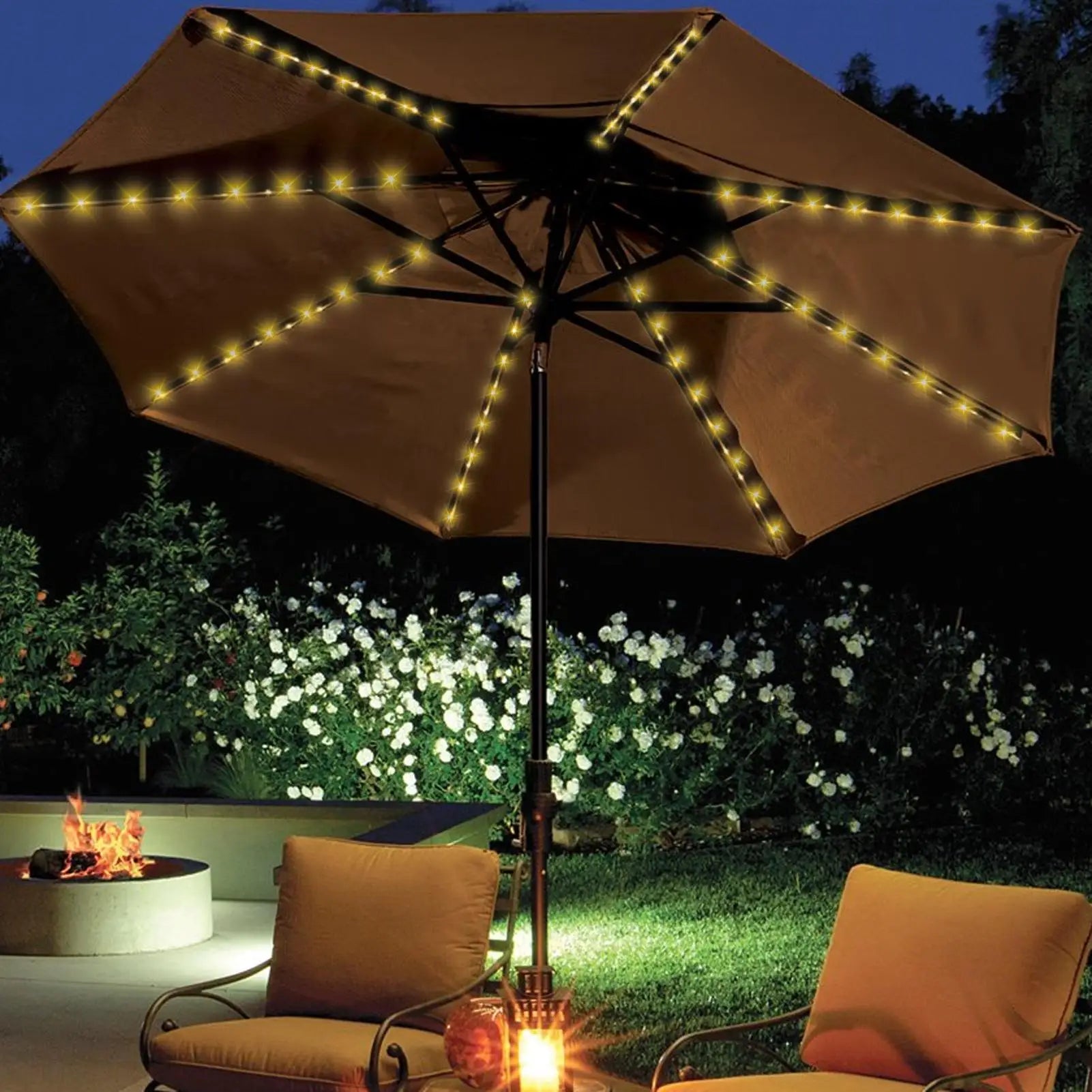 Solar Umbrella String Light 104 LED Parasol String Lamp With 8 Lighting Mode Waterproof Outdoor Lighting Beach Garden Decoration