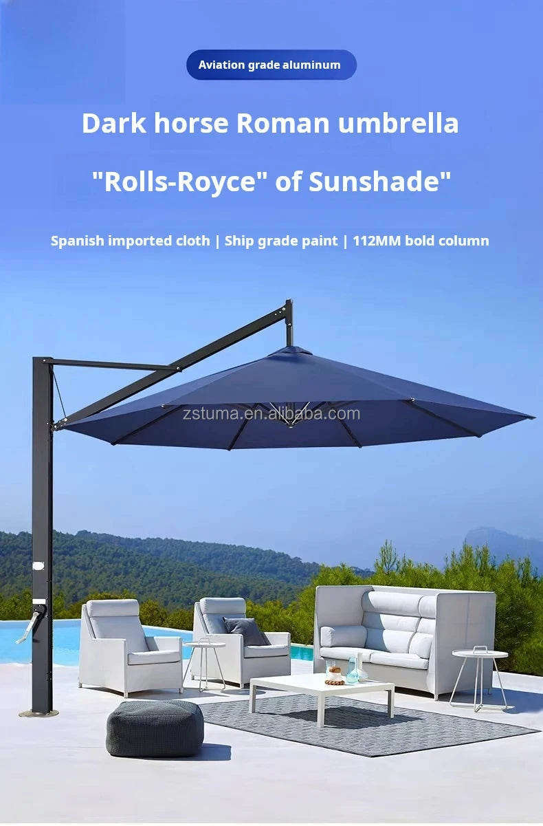 Heavy Duty Windproof 3.5mRound Cantilever Aluminum Outdoor Patio Umbrella Large Garden Parasols Outdoor Patio Umbrellas