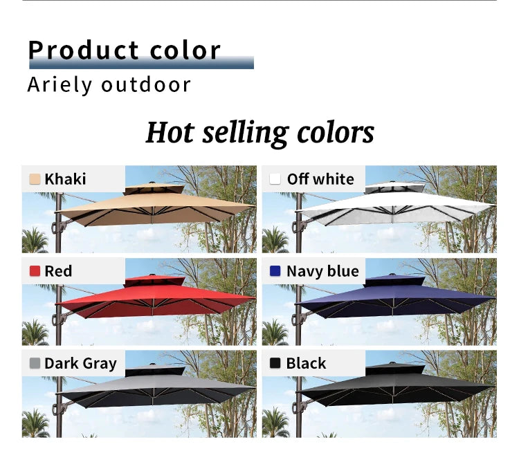 Outdoor Aluminum Roman Parasol Umbrella 9ft Waterproof for Patio Garden Courtyard Hotel Use-Modern Design