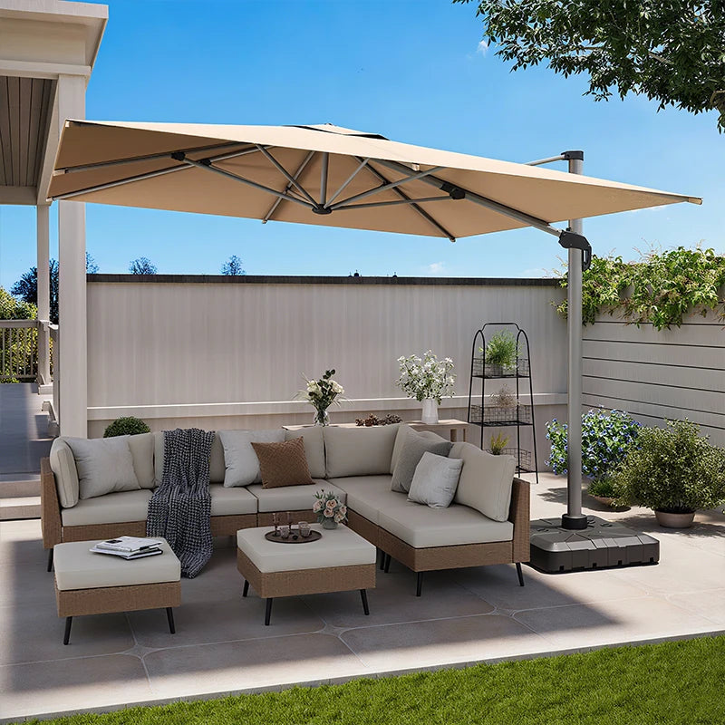 Outdoor Aluminum Roman Parasol Umbrella 9ft Waterproof for Patio Garden Courtyard Hotel Use-Modern Design