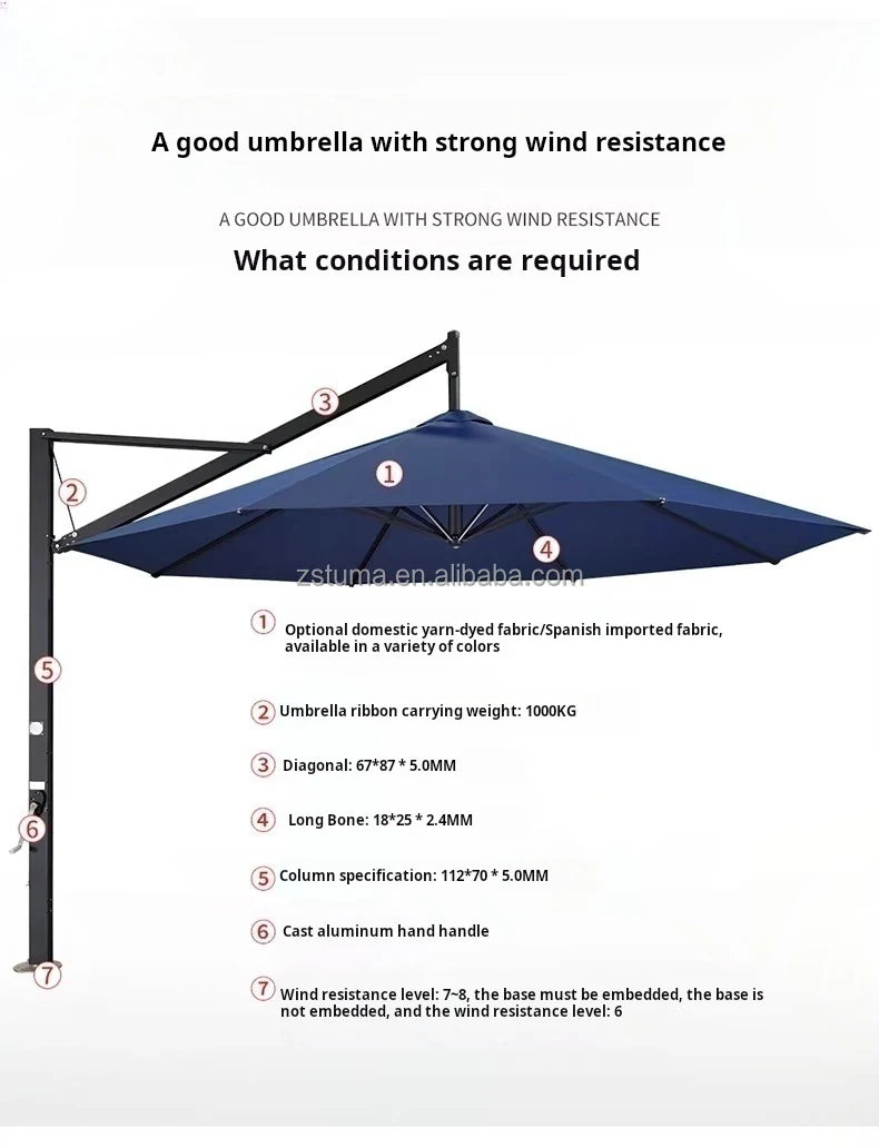 Heavy Duty Windproof 3.5mRound Cantilever Aluminum Outdoor Patio Umbrella Large Garden Parasols Outdoor Patio Umbrellas