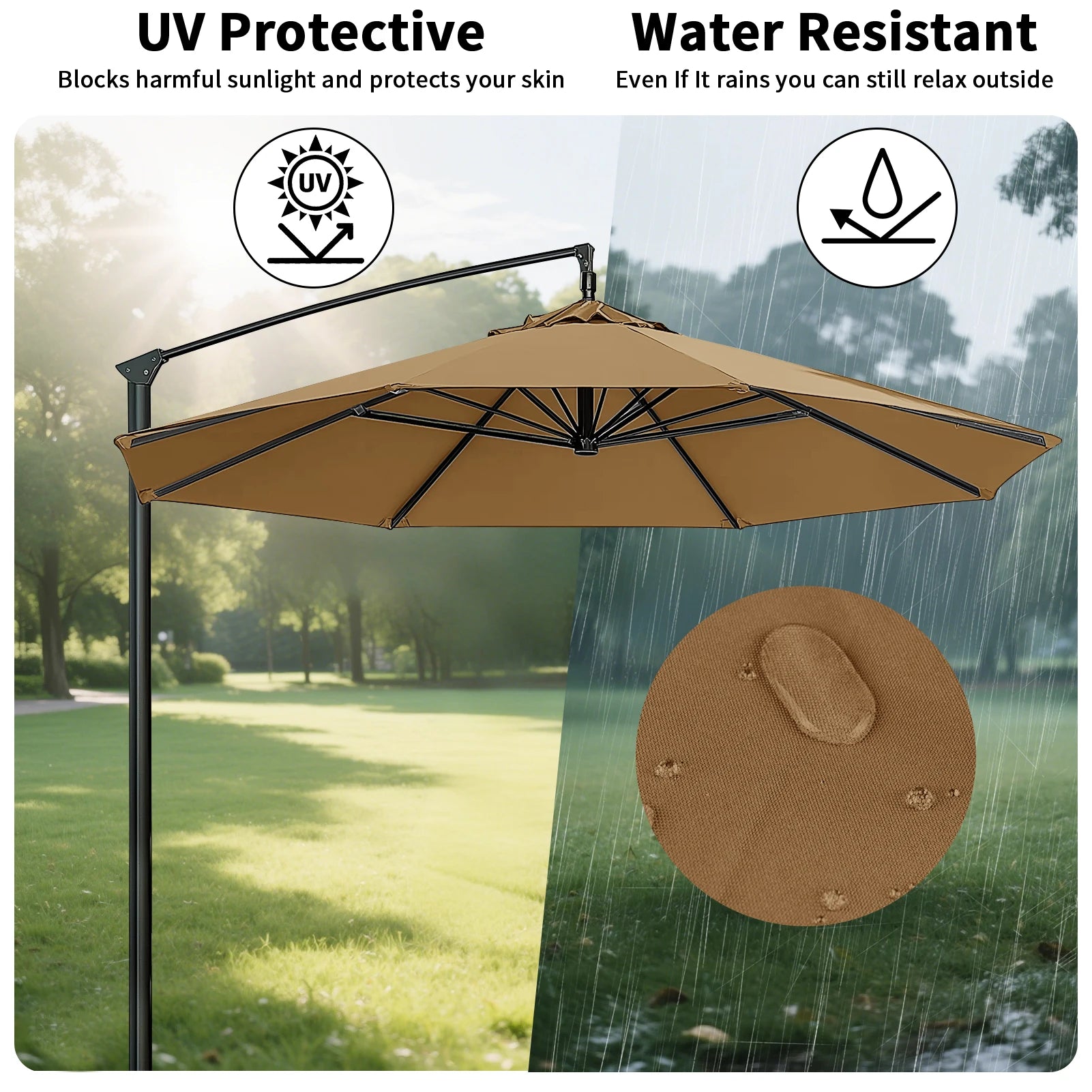 Parasol Replacement Cloth Outdoor Garden 2/2.5/2.7/3M Umbrella Cover Waterproof Sunshade Canopy For 6 Ribs/8 Ribs Parasol Cover