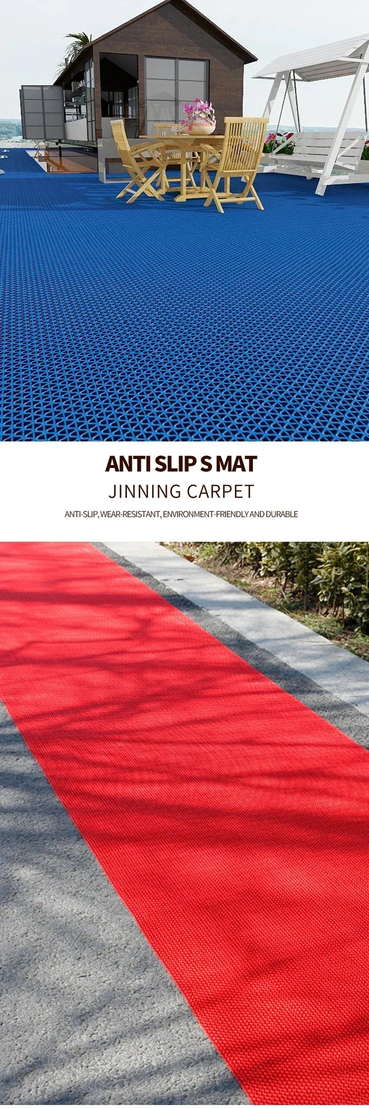 Hollow Non-slip Drainage Floor Mat Bathroom Damp Area Door Shower Floor Mat Multi-functional Kitchen Waterproof Plastic Carpet