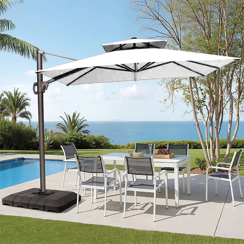 Outdoor Aluminum Roman Parasol Umbrella 9ft Waterproof for Patio Garden Courtyard Hotel Use-Modern Design