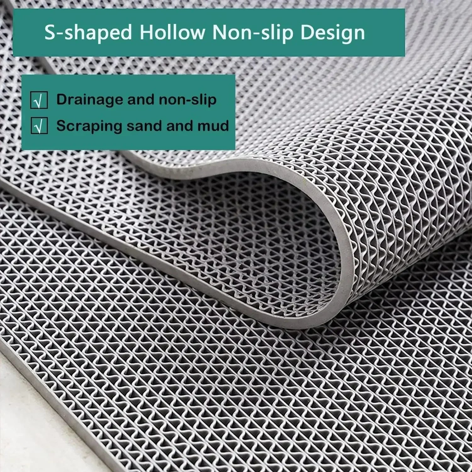 Hollow Non-slip Drainage Floor Mat Bathroom Damp Area Door Shower Floor Mat Multi-functional Kitchen Waterproof Plastic Carpet