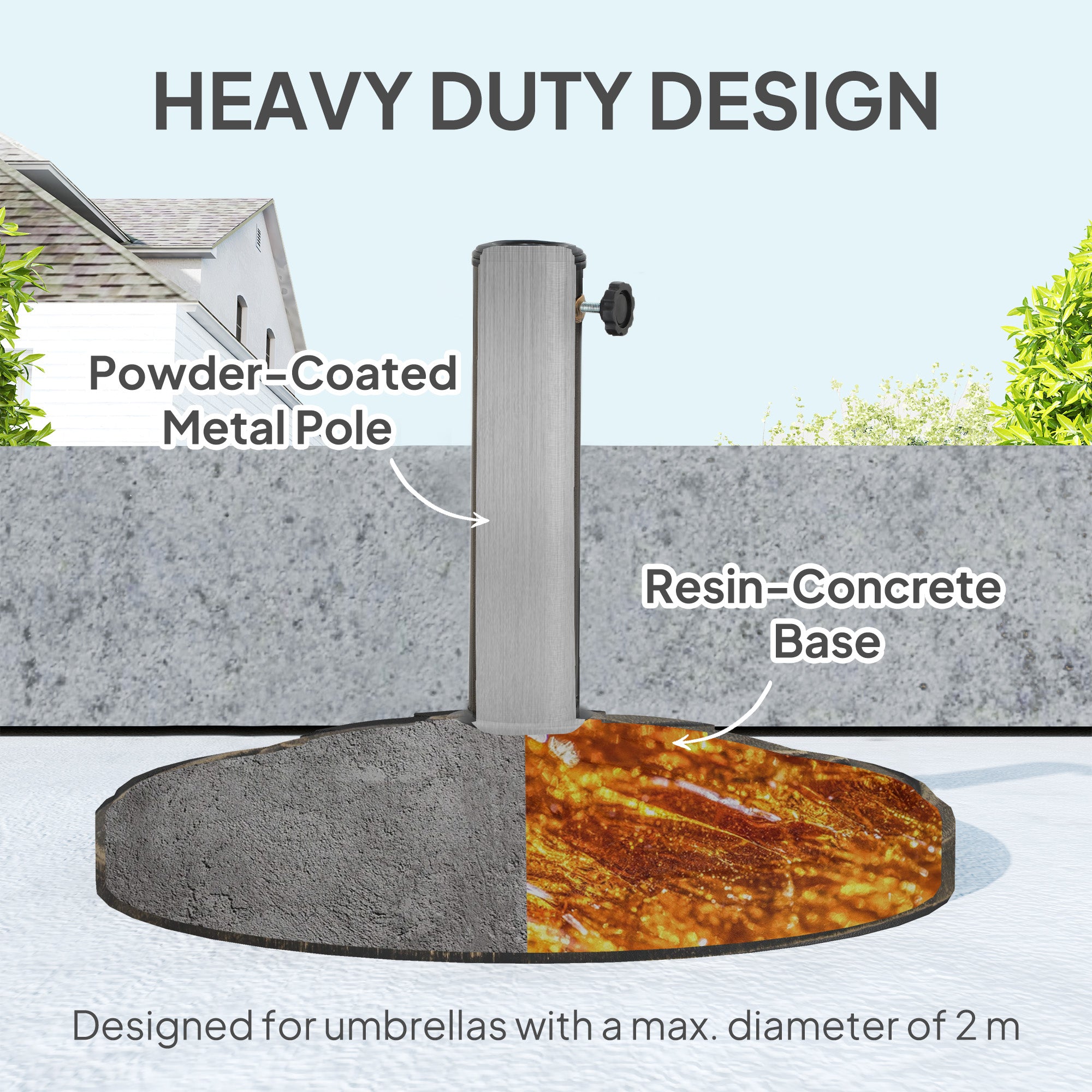 Round Patio Umbrella Base, 26 Lbs Resin Outdoor Umbrella Stand Base, Patio Umbrella Stand For 1.31.51.9 Umbrella Poles For Outdoor, Lawn, Poolside, Bronze