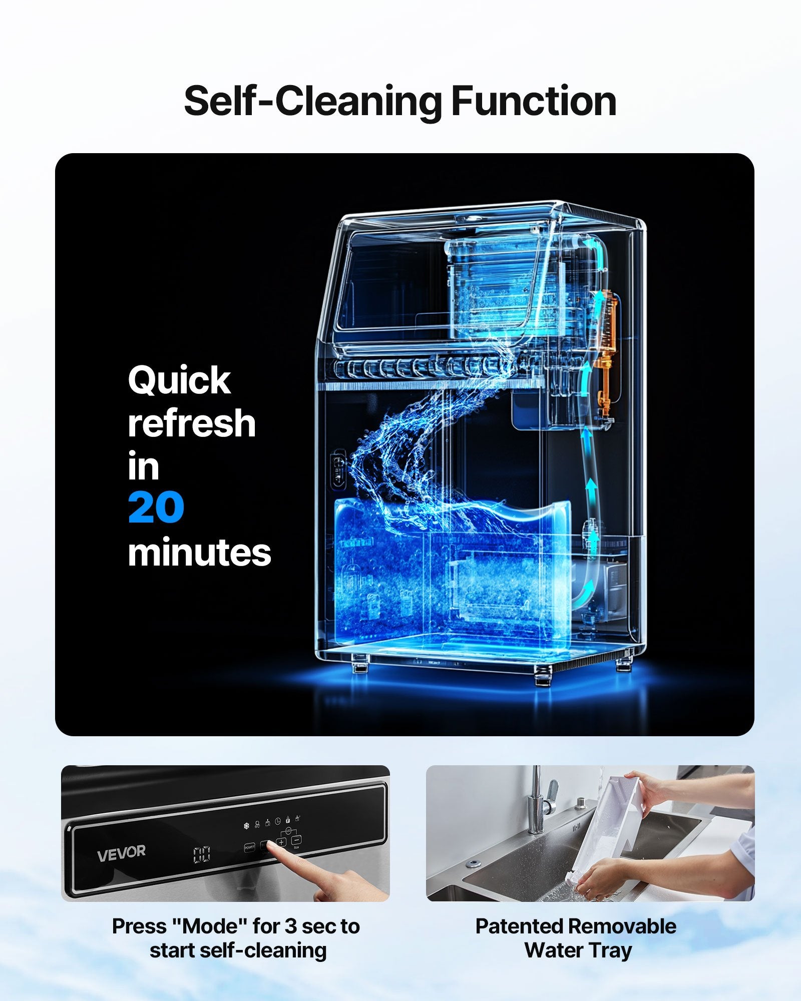 Commercial Ice Maker Machine, 130Lbs/24H With 33Lbs Storage, 45 Cubes Per Cycle, Stainless Steel Freestanding & Under Counter Ice Maker With LED Display & Self-Cleaning, For Home Bar Restaurant