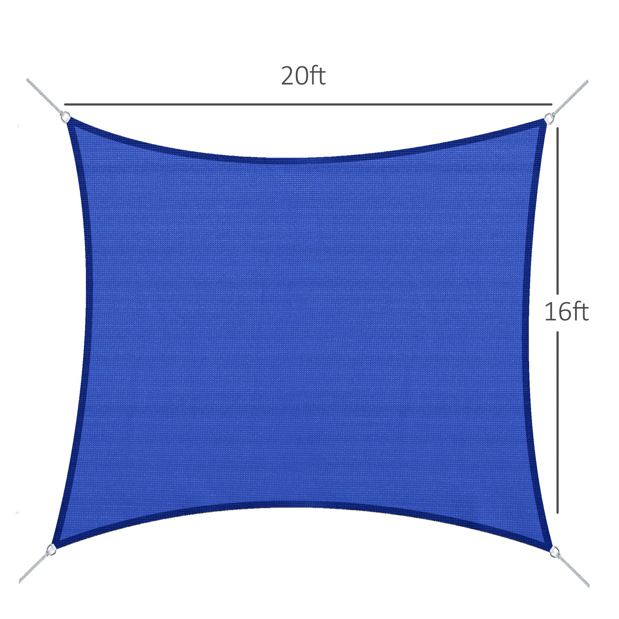 16’ x 20’ Sun Shade Sail Canopy Outdoor Shade Sail Cloth for Patio Deck Yard with D-Rings and Rope Included, Blue