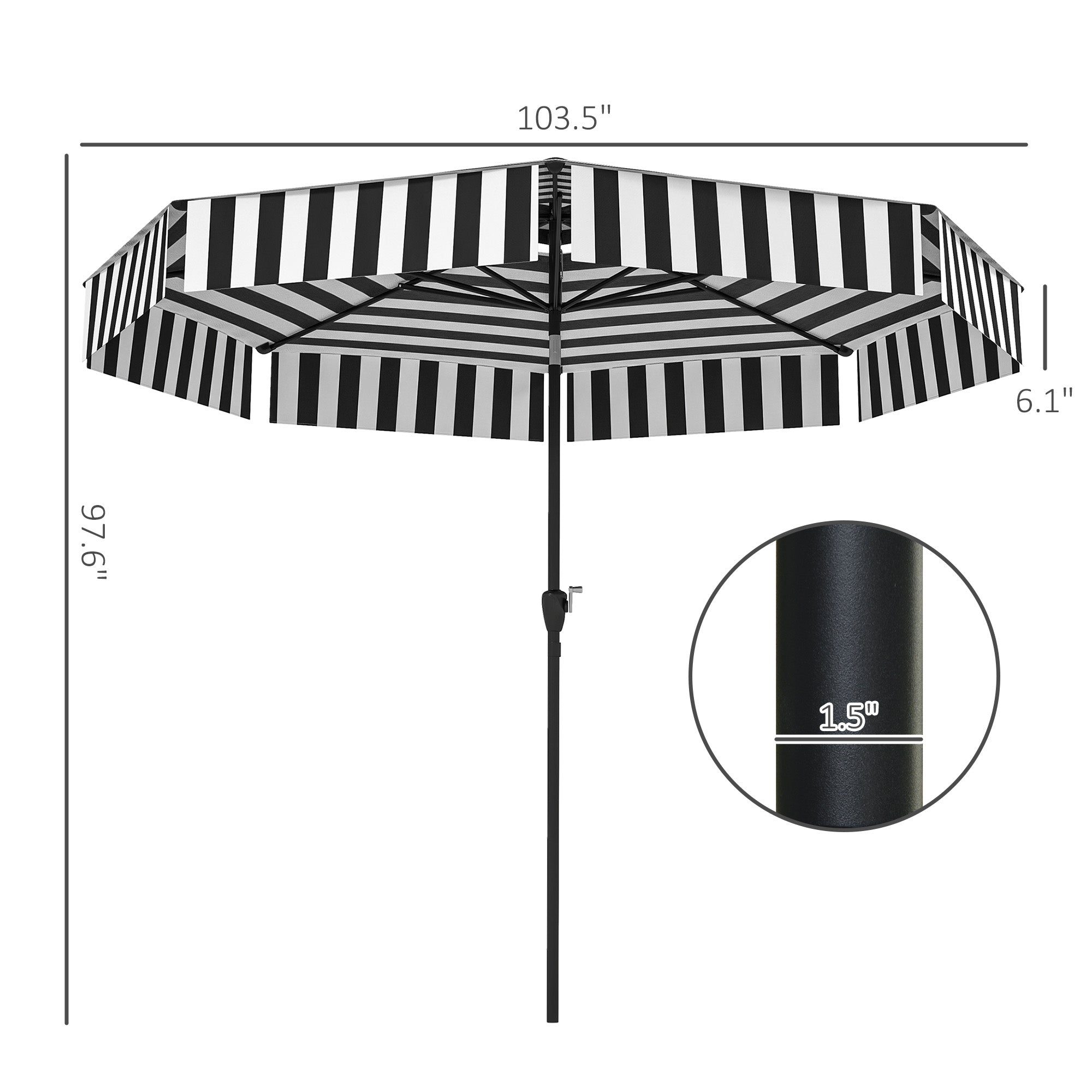 8.6FT Patio Umbrella, UPF 30+ Outdoor Market Umbrella, 2-Tier Vented Patio Table Umbrella with Crank 8 Ribs, Tiltable Porch Umbrella for Garden Deck Poolside, Black