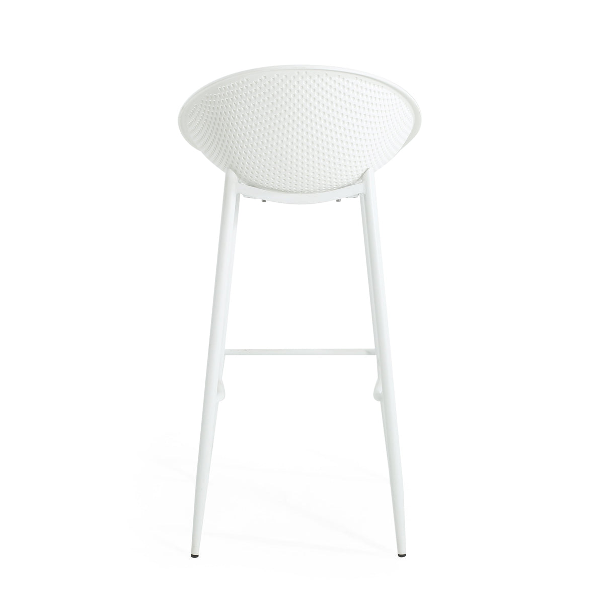Modern Gable Outdoor Barstool Set of 2 with Perforated Design - White