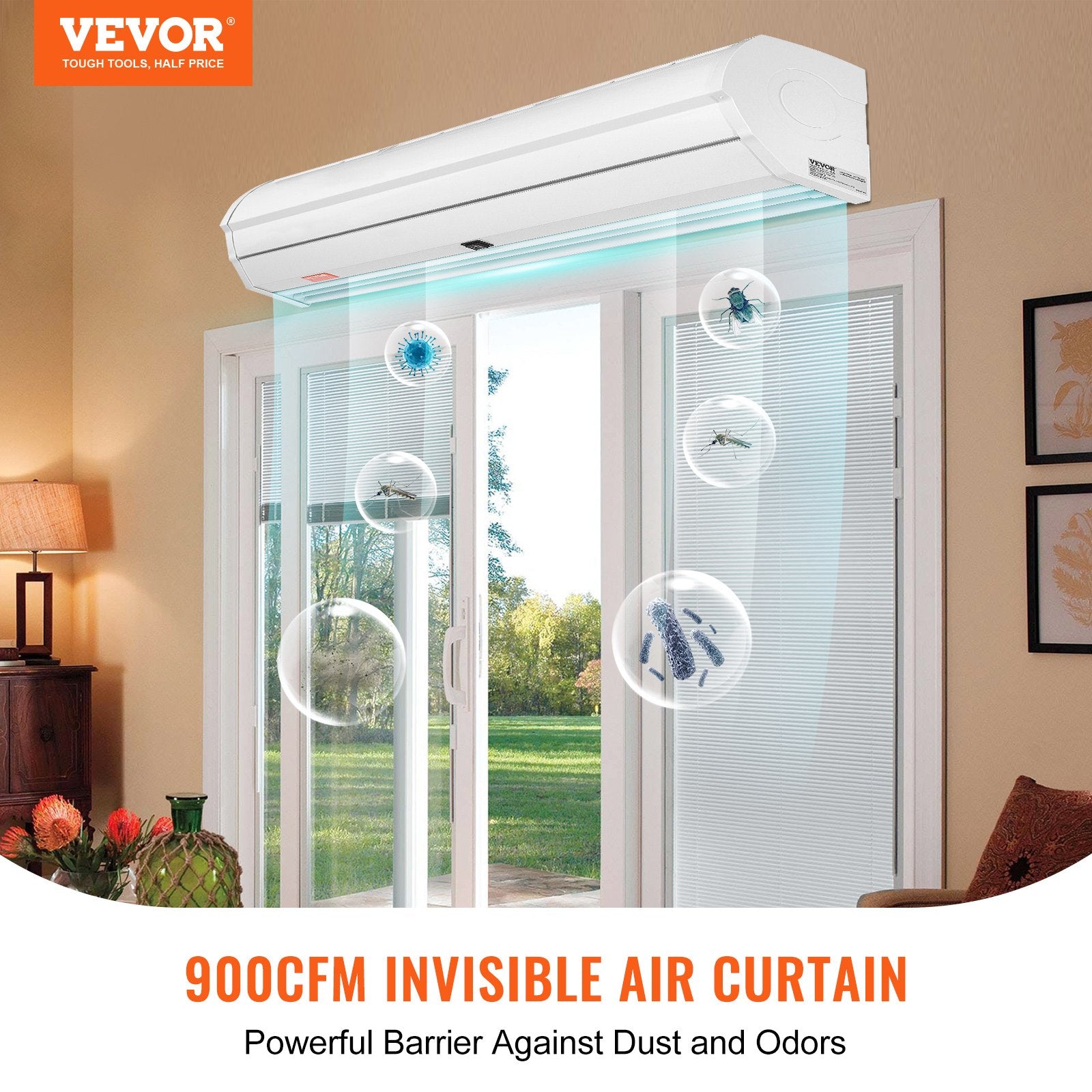 36" Commercial Indoor Air Curtain Super Power 2 Speeds 900CFM, Wall Mounted Air Curtains For Doors, Indoor Over Door Fan With Heavy Duty Limit Switch, Easy-Install 110V Unheated