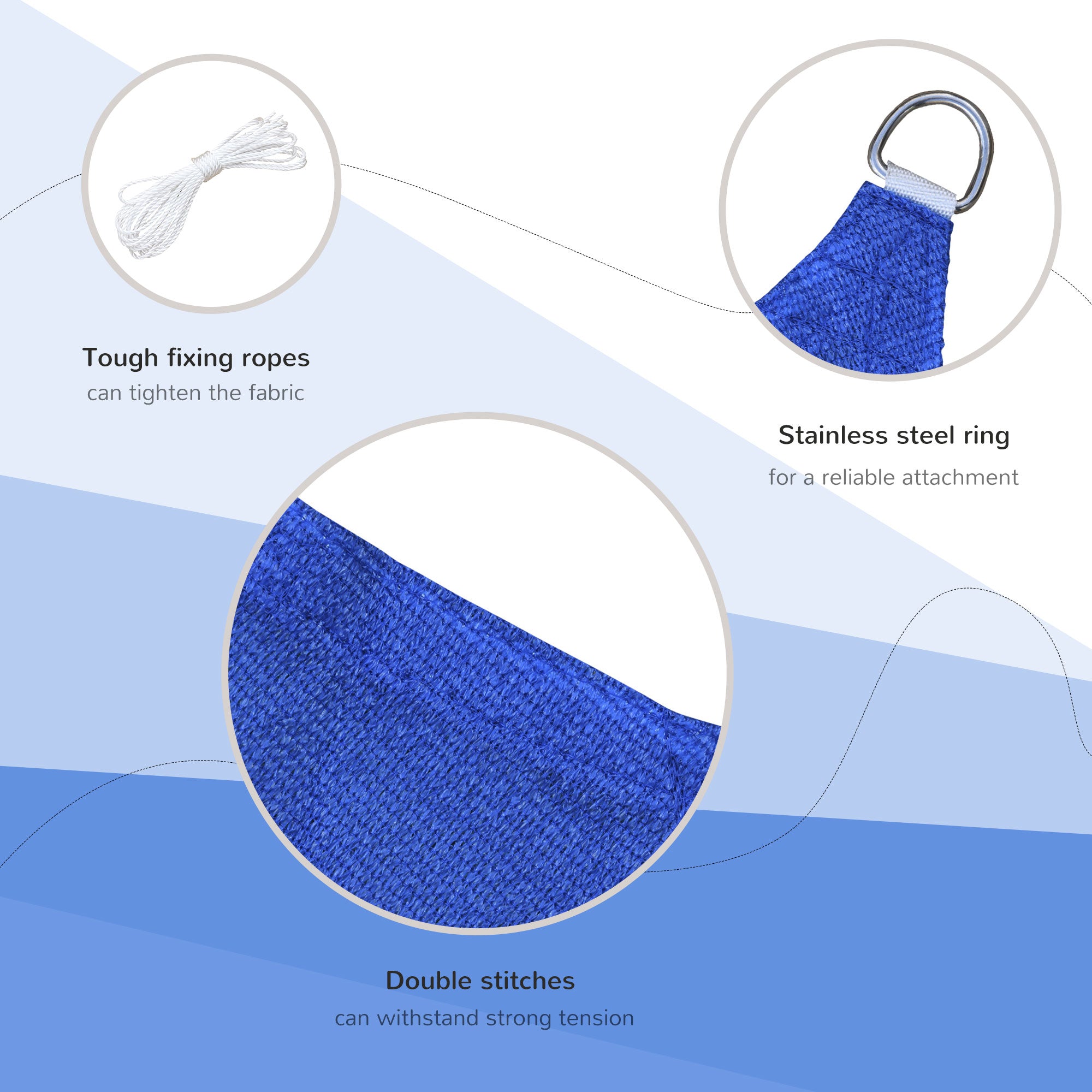 16’ x 20’ Sun Shade Sail Canopy Outdoor Shade Sail Cloth for Patio Deck Yard with D-Rings and Rope Included, Blue