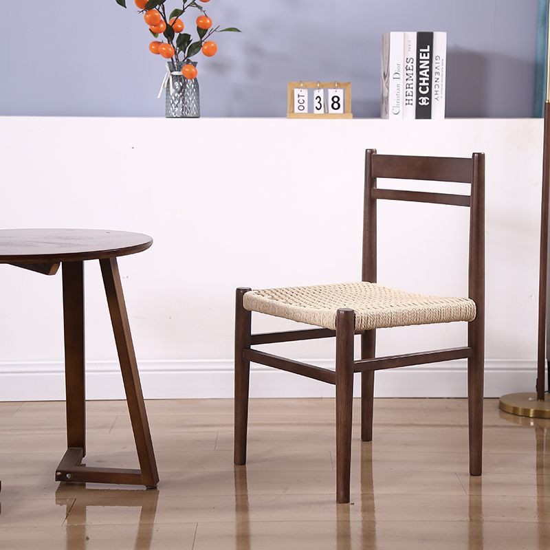 Nordic-style Minimalist Log And Rope-woven Lounge Chair
