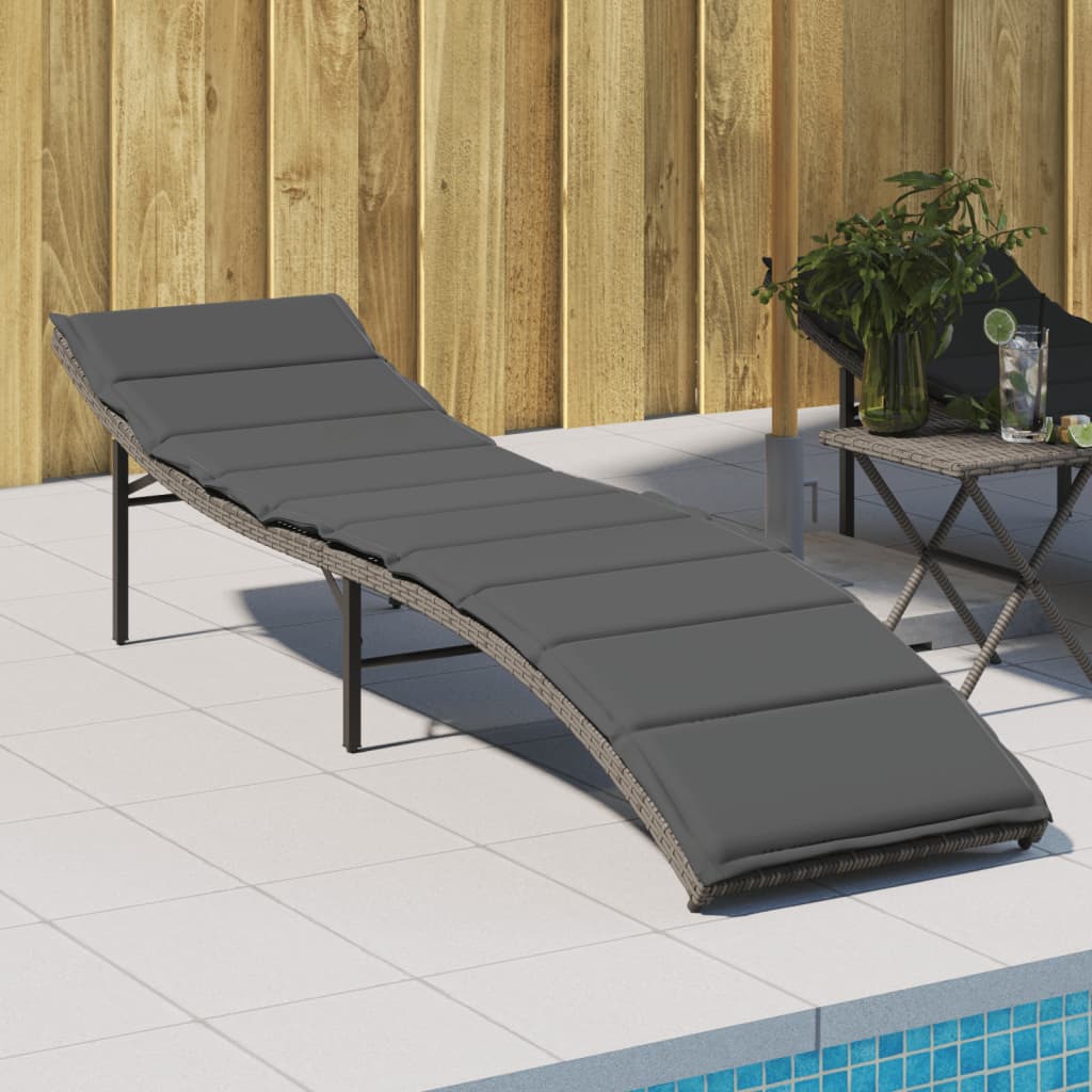 sun lounger with cushions 55x poly rattan