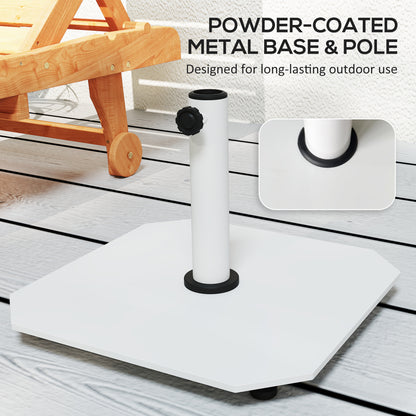 Square Patio Umbrella Base, 41 lbs Metal Umbrella Stand Base with Adjustable Foot Pads, Heavy Duty Patio Umbrella Holder for 1.3"/1.5"/1.9" Umbrella Poles for Outdoor, Lawn, Poolside, White
