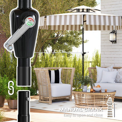 8.6FT Patio Umbrella, UPF 30+ Outdoor Market Umbrella, 2-Tier Vented Patio Table Umbrella with Crank 8 Ribs, Tiltable Porch Umbrella for Garden Deck Poolside, Light Gray