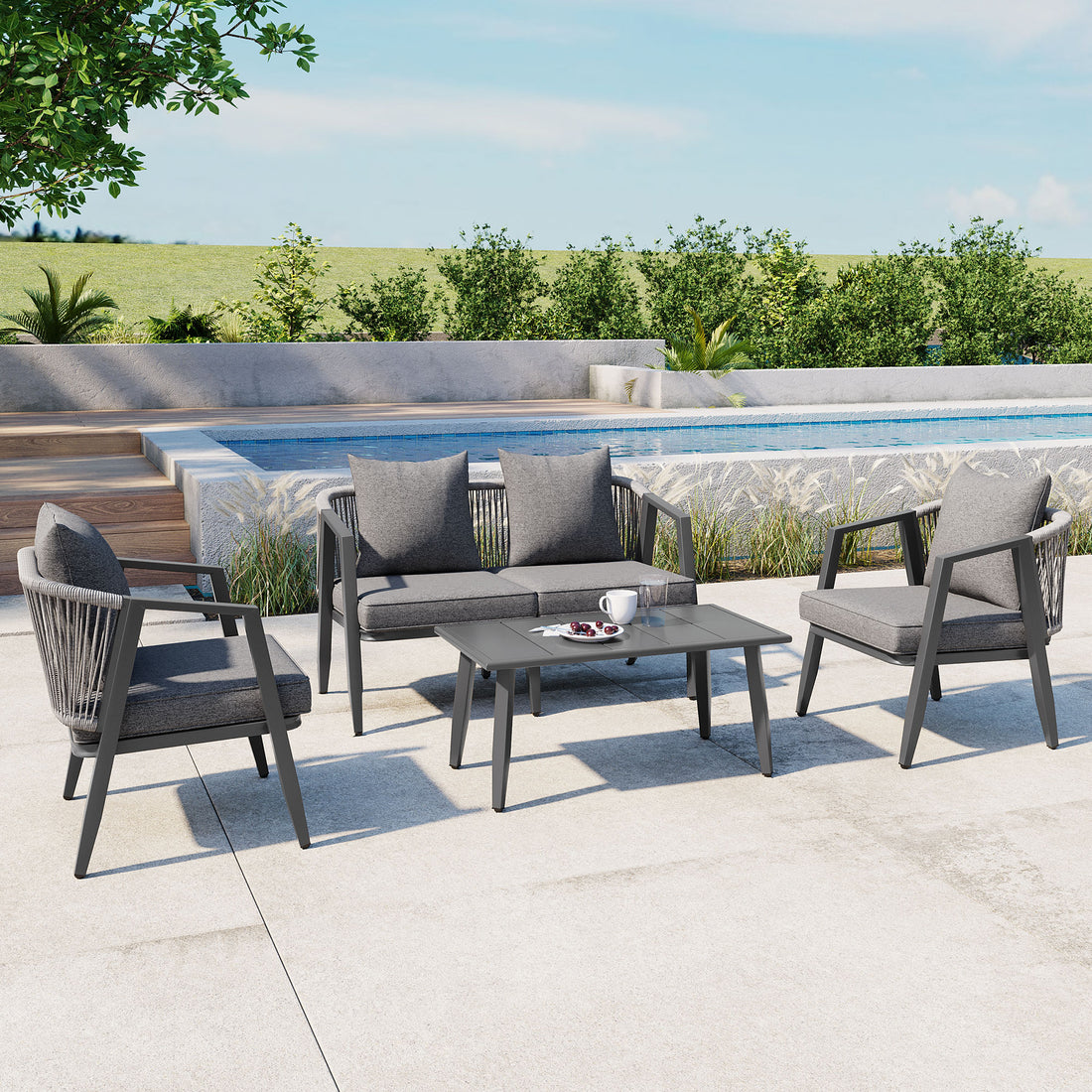 U-STYLE Durable And Comfortable Outdoor Seating Set Suitable For Patios  Lawns  And Poolsides