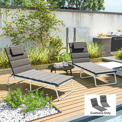 Foldable Chaise Lounge Cushion Set of 2, Outdoor Lounge Chair Cushion Set, UPF50+ 230gsm Olefin, 80" x 26" Dark Gray
