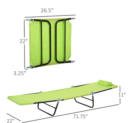 Folding Beach Chaise Lounge, 5-Level Adjustable Back, With Headrest And Breathable Mesh Seat, For Patio Or Deck, Green