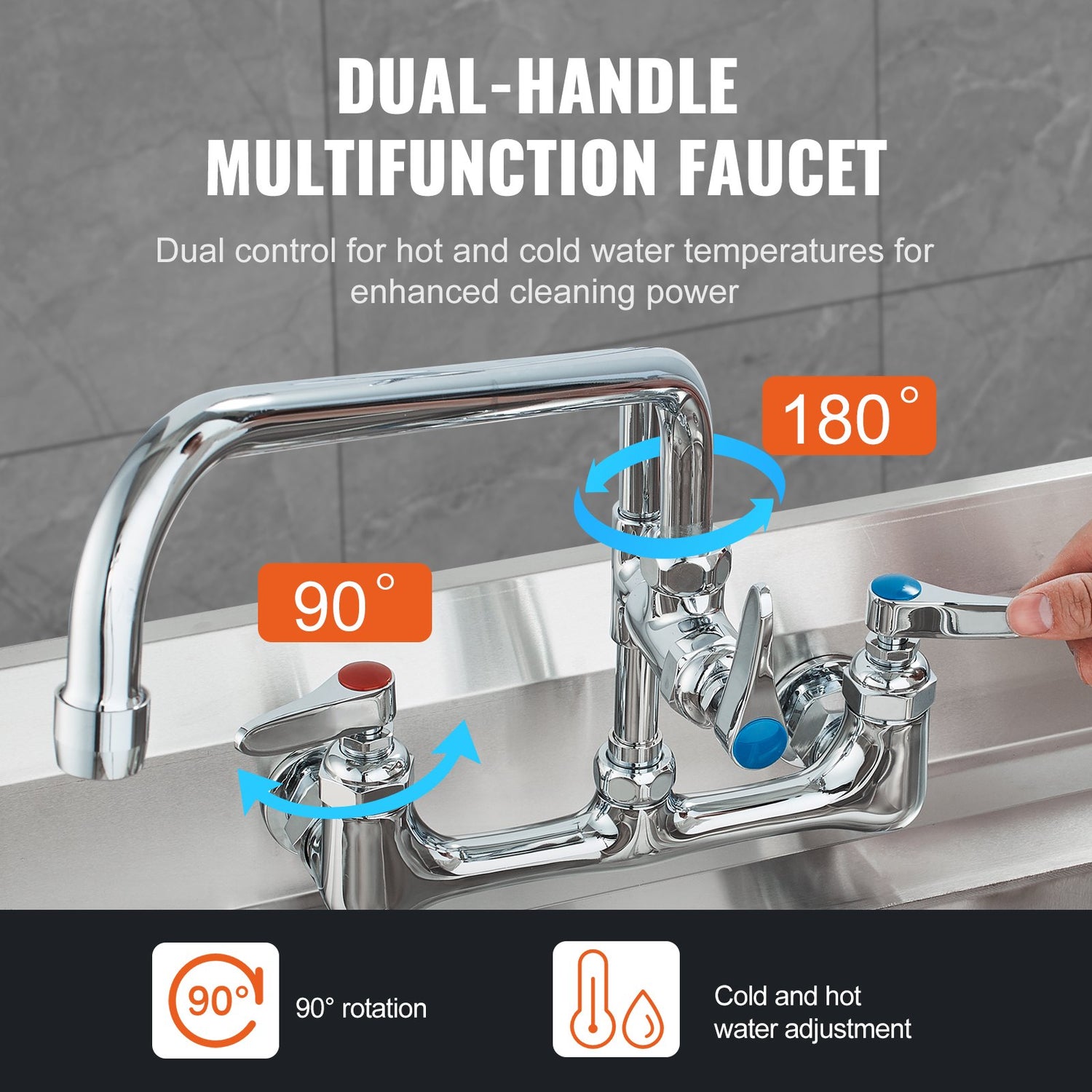 Commercial Faucet With Pre-Rinse Sprayer, 25&