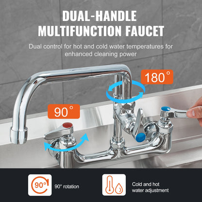 Commercial Faucet With Pre-Rinse Sprayer, 25&