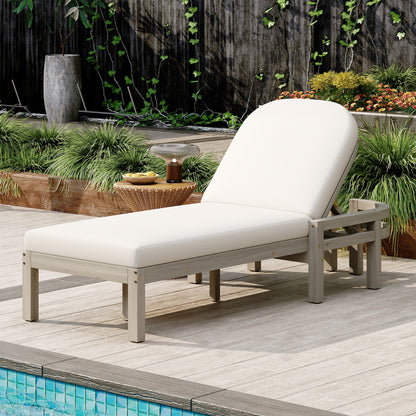 TREXM Outdoor Chaise Lounge  Premium Acacia Wood Patio Recliner With Arched Backrest  5-Position Adjustable Backrest  Outdoor Lounge Chair For Poolside    Deck &amp; Lawn  Gray