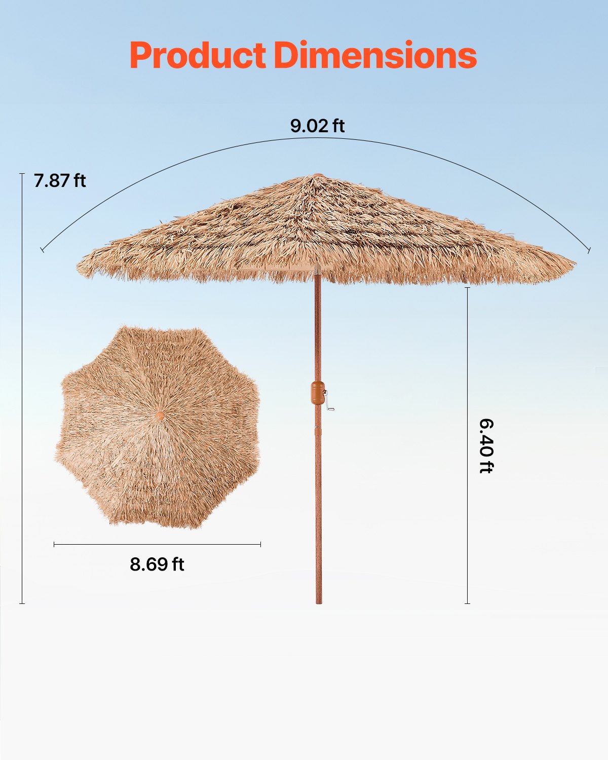 Tiki Umbrella Thatched Patio Umbrella 9 Ft Poolside Patio Beach Umbrella