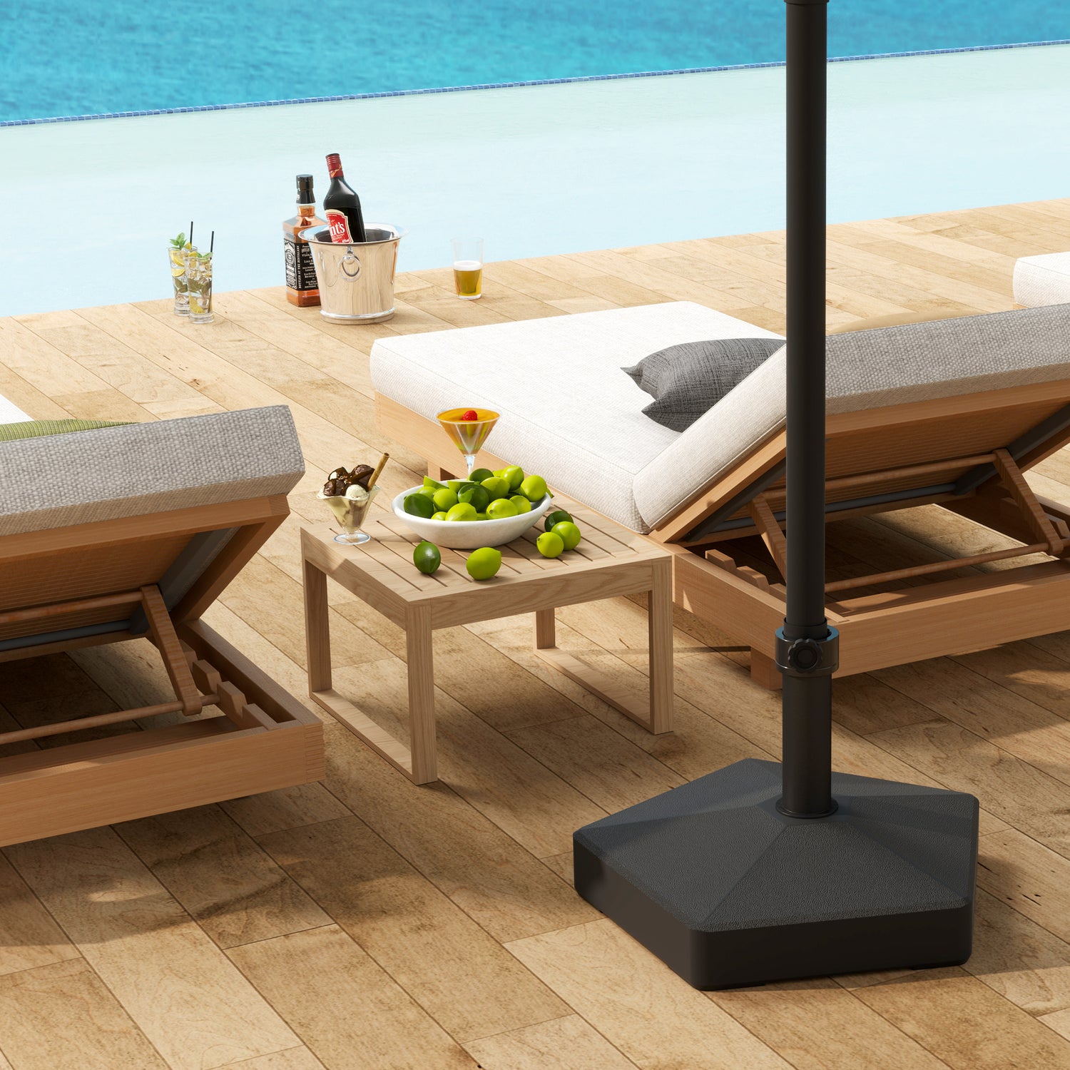 Patio Umbrella Base Holder, Heavy Duty Outdoor Umbrella Stand Base, Filled Up to 42lbs with Stand or 33lbs with Water for Garden, Poolside, Black