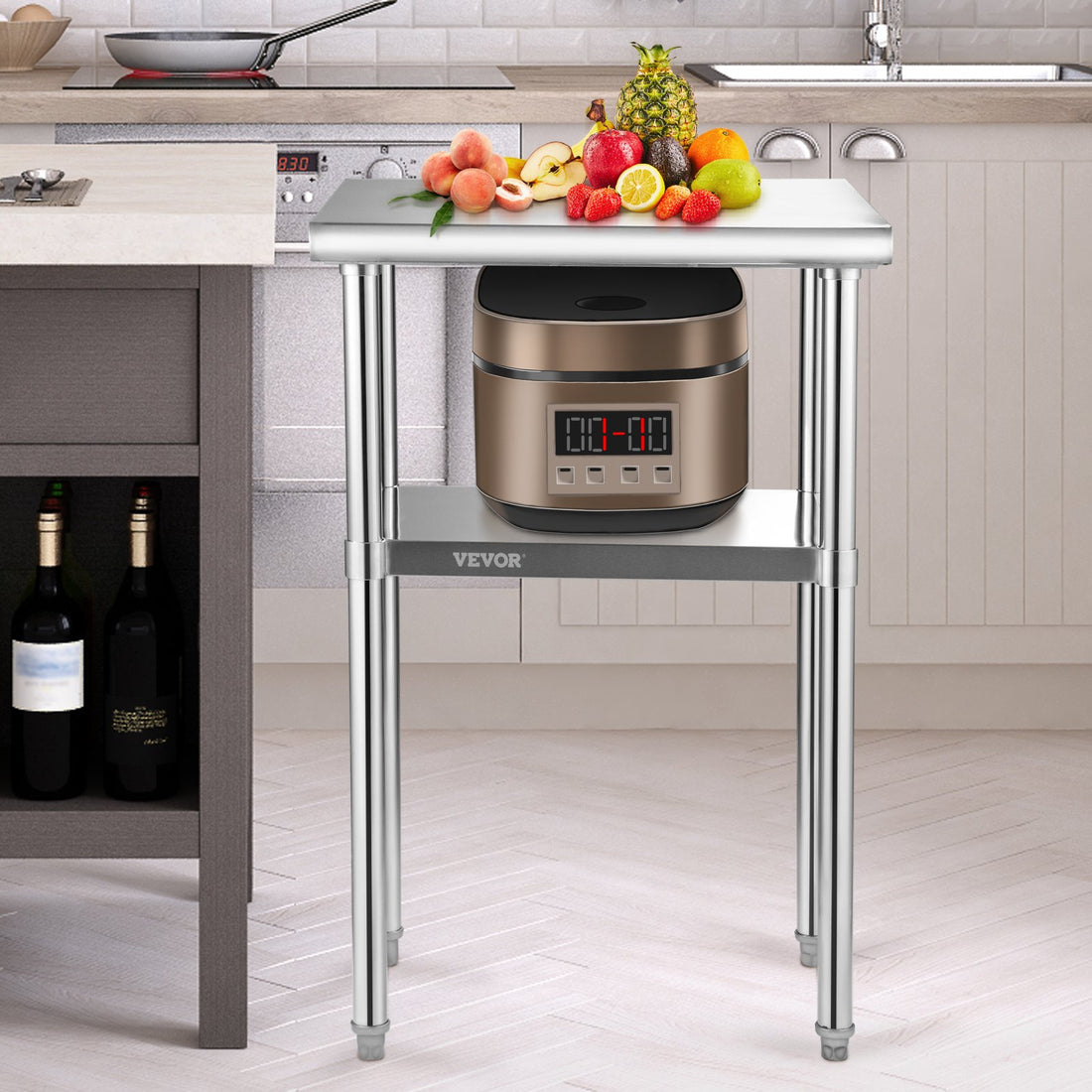 Stainless Steel Prep Table, 24 X 18 X 36 Inch, 600lbs Load Capacity Heavy Duty Metal Worktable With Adjustable Undershelf &amp; Feet, Commercial Workstation For Kitchen Restaurant GarageBackyard