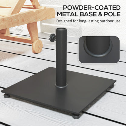Square Patio Umbrella Base, 29 Lbs Metal Umbrella Stand Base With Adjustable Foot Pads, Heavy Duty Patio Umbrella Holder For 1.51.9 Umbrella Poles For Outdoor, Lawn, Poolside, Black