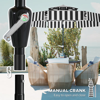 8.6FT Patio Umbrella, UPF 30+ Outdoor Market Umbrella, 2-Tier Vented Patio Table Umbrella with Crank 8 Ribs, Tiltable Porch Umbrella for Garden Deck Poolside, Black