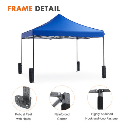 10 X 10ft  Up Canopy Tent Easy Setup Outdoor Shade Instant Portable Sun Shelter Canopy Tent For Parties Camping Beach