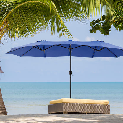 15ft Large Patio Umbrella With Base Included, Rectangle Table Umbrella Outdoor Patio, Outside Umbrellas For Deck, Market, Backyard