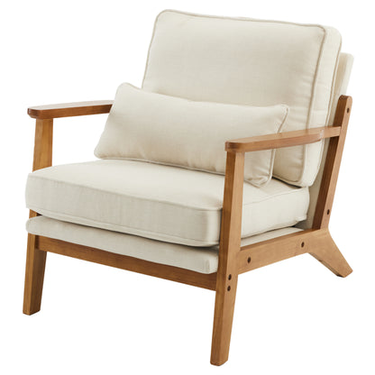 Oak Armrest Oak Upholstered Single Lounge Chair Indoor Lounge Chair Off-White