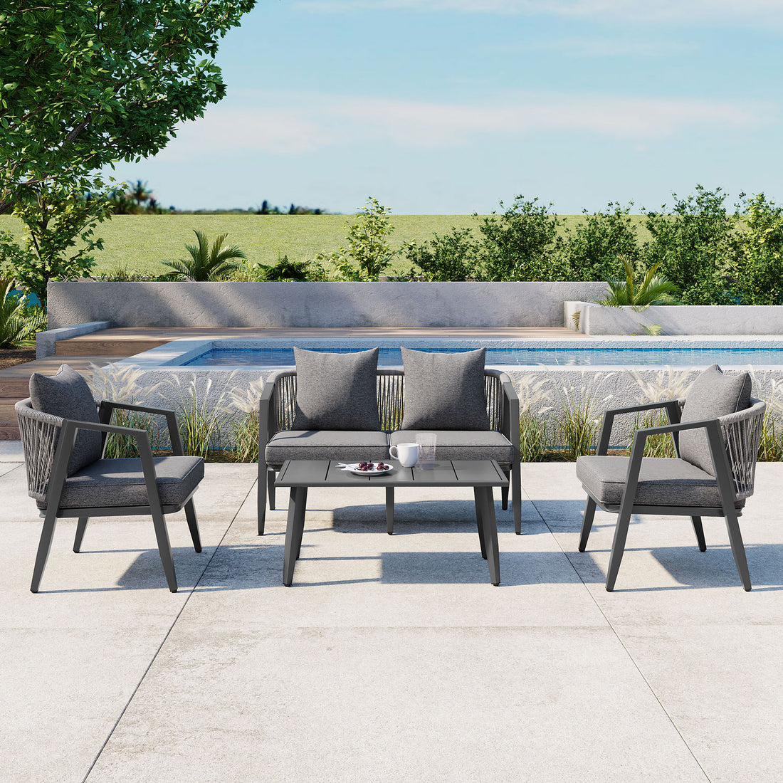U-STYLE Durable And Comfortable Outdoor Seating Set Suitable For Patios  Lawns  And Poolsides