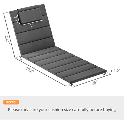 Foldable Chaise Lounge Cushion Set of 2, Outdoor Lounge Chair Cushion Set, UPF50+ 230gsm Olefin, 80" x 26" Dark Gray